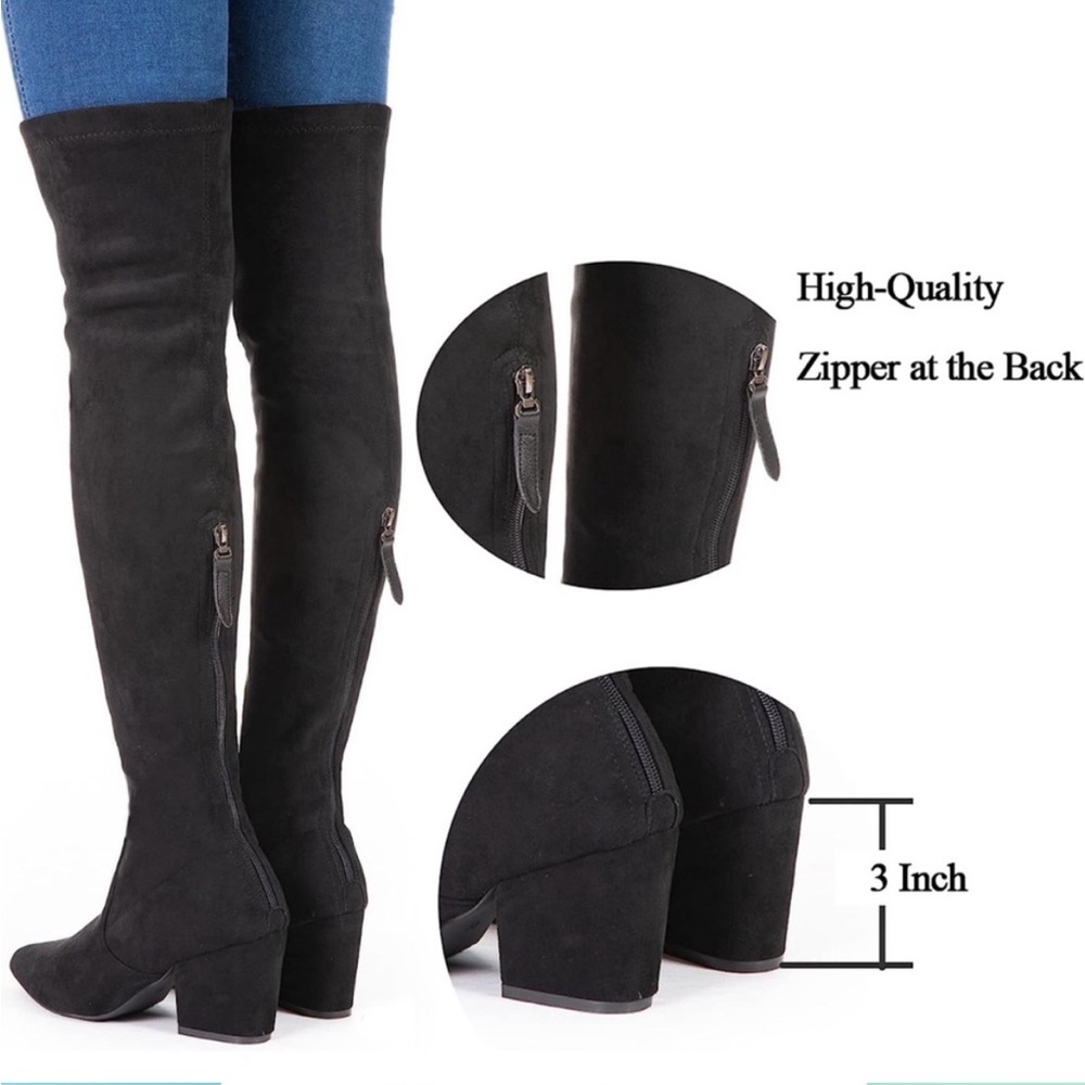 Thigh high block heel boot